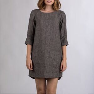 Pyne & Smith Flax Linen Textured Gray Dress Size S